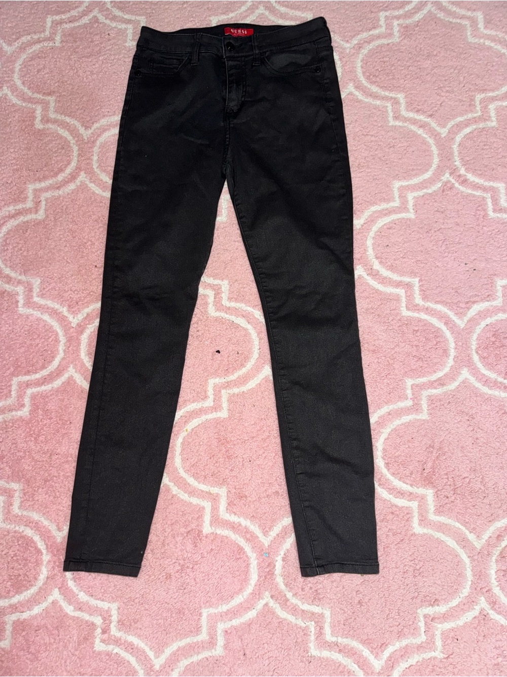 Guess Black Jeans with Red Logo Patch